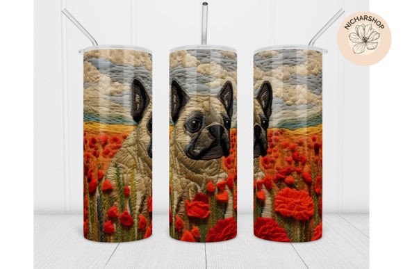 20oz Dog Flower Embroidery Tumbler Wrap2