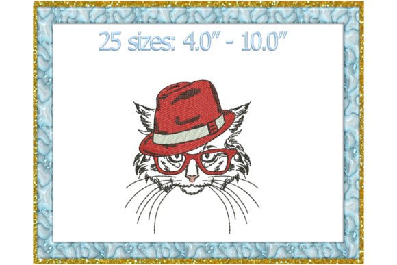 Сat in Hat Embroidery Instant Download