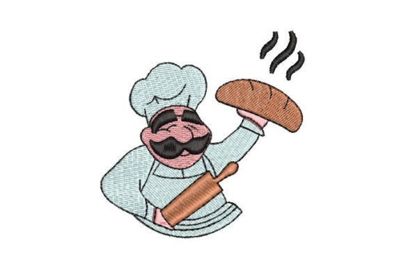 Chef with Bread Embroidery Design