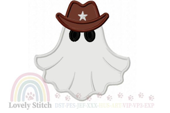 Ghost Embroidery: Whimsical Cow Hat Ghost for Handmade Gifts