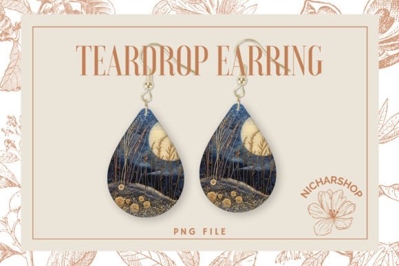 Moon Night Embroidery Teardrop Earring Review for Boutique Sweatshirts