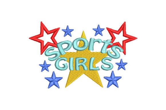 Sports Girls Font with Star Embroidery
